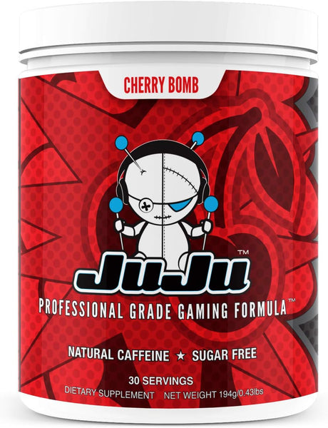 Cherry Bomb Tub - Juju Professional Grade Gaming Energy Drink Mix - Healthy Supplement Increases Focus, Energy, Reaction Time, Eye Health. Natural Caffeine, Nootropics, Vitamins. Sugar-Free, Keto.