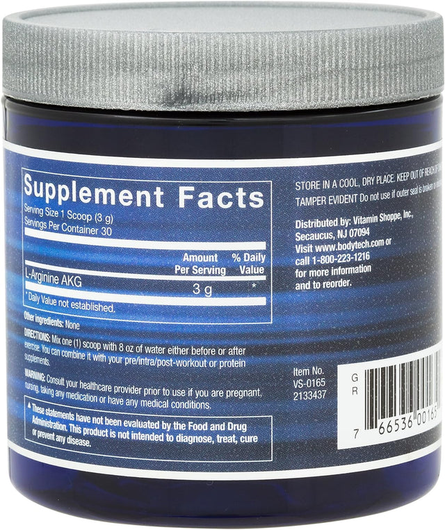 BODYTECH L-Arginine AKG 3000MG - Supports Exercise Endurance & Intensity, Muscle Growth & Recovery, Vasodilation, Nitric Oxide (3.17 Ounce Powder)