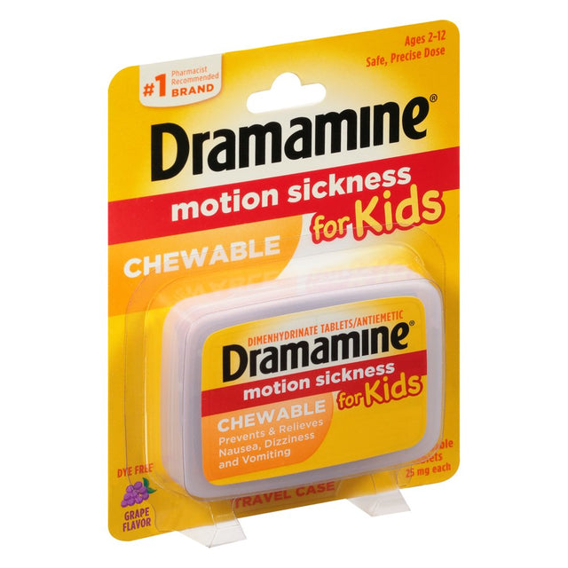 Dramamine Kids Chewable, Motion Sickness Relief, Grape Flavor, 8 Count