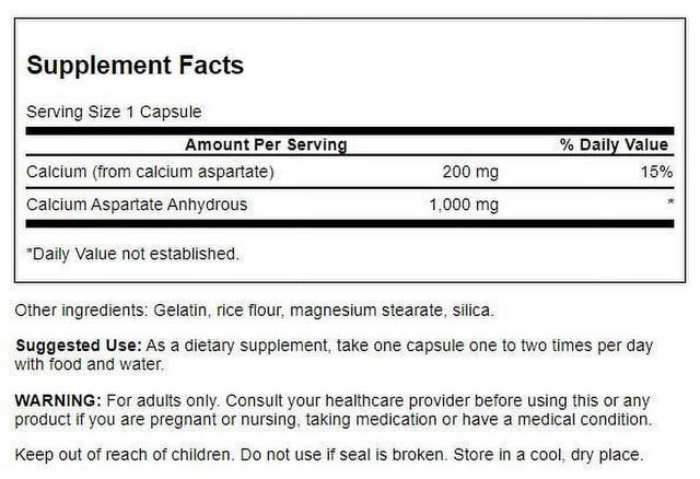 Swanson Calcium Aspartate 200 Mg 60 Caps 4 Pack