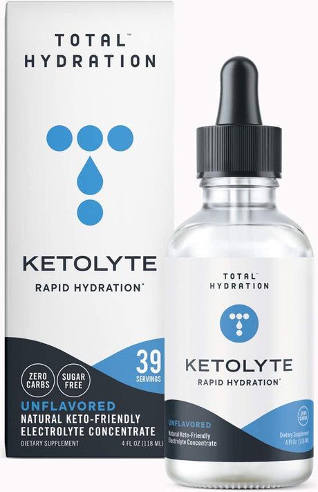 Ketolyte Rapid Hydration (Unflavored) Keto-Friendly Electrolyte Drops with No Calories No Sugar, Natural Electrolyte Supplement with Magnesium (39 Servings)