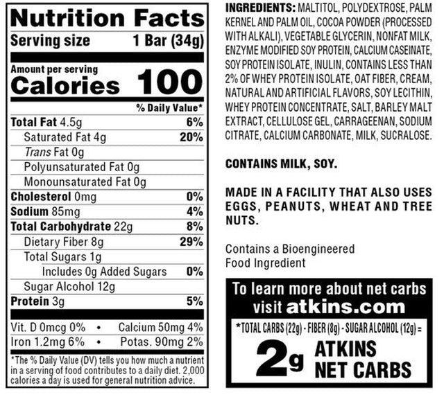 Atkins Endulge Chocolate Caramel Mousse Bar, Dessert Favorite, Low Sugar, High in Fiber, 5 Ct