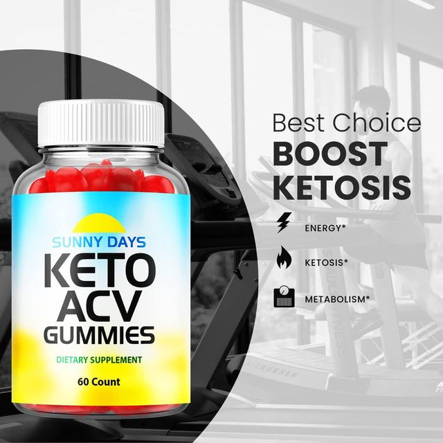 (3 Pack) Sunny Days Keto ACV Gummies - Supplement for Weight Loss - Energy & Focus Boosting Dietary Supplements for Weight Management & Metabolism - Fat Burn - 180 Gummies