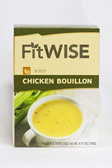 Healthwise Chicken Bouillon Soup For- Hunger Control - for Weight Loss- - Protein Supplement - (7 Packets of 0.71 Oz., Net 4.93 Oz.) - 15 Grams of Protein - 70 Calories