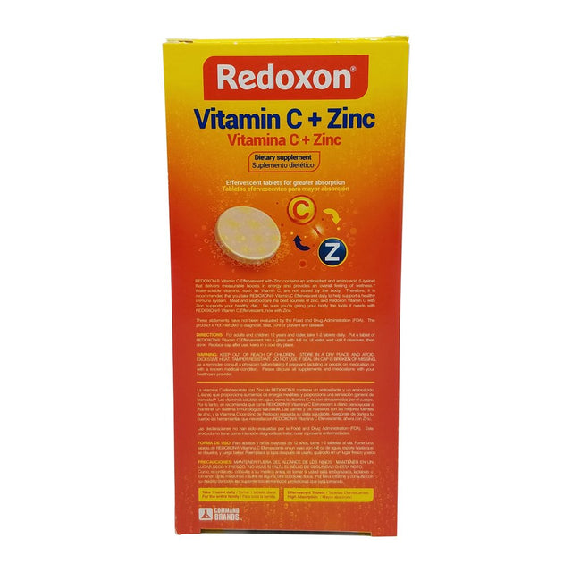 Redoxon Vitamin C with Zinc. Effervescent Dietary Supplement. Helps Your Immune System. Good against Colds and Flu. Orange Flavored. 20 Tablets. 2.82 Oz / 80 Gr. Pack of 3