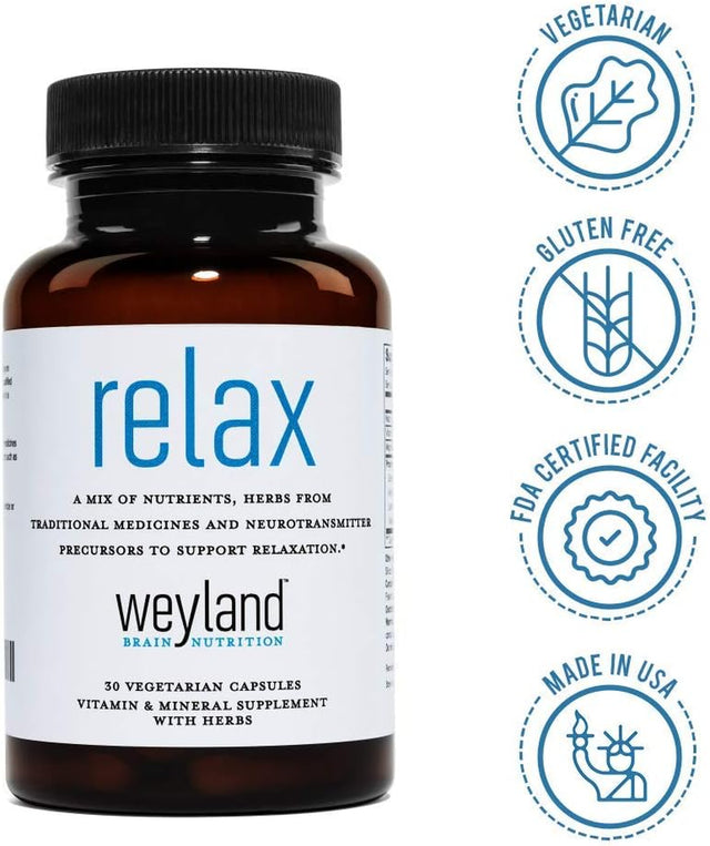 Relax - Natural Sleep Aid - GABA, L-Theanine, Valerian Root, 5-HTP, Lemon Balm - Calm Support, Stress Relief, Sleep Supplement -30 Vegetarian Capsules