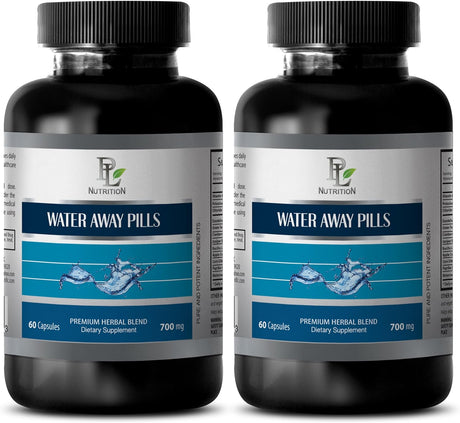 Best Antioxidant - Water Away Pills 700MG - Natural Diuretic - Immune System - 2 Bottles (120 Capsules)