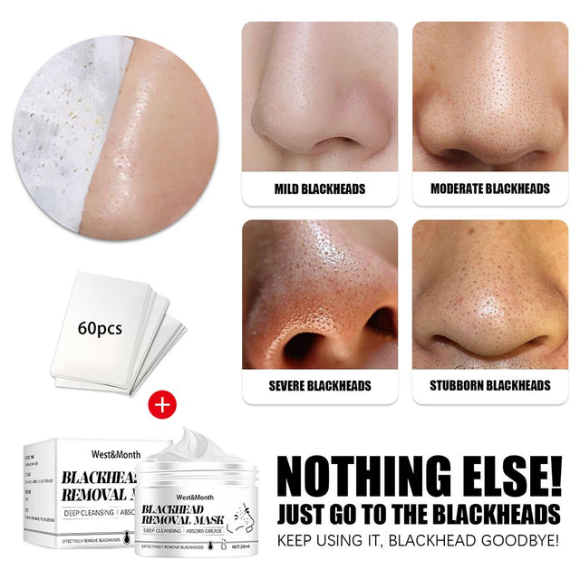 Peel off Mask Nose Blackhead Remover Gel Mask with 60 PCS Mask Paper Pore Deep Cleansing Facial Beauty Care 30G New TOPOINT