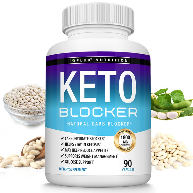 Toplux Keto Blocker Pills White Kidney Bean Extract 1800Mg Support Keto Diet 90 Capsules