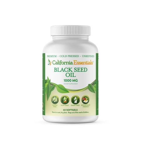 California Essentials Black Seed Oil Capsules 1000Mg, Hair Growth Vitamins and Immune Support Supplement, 60 Softgels