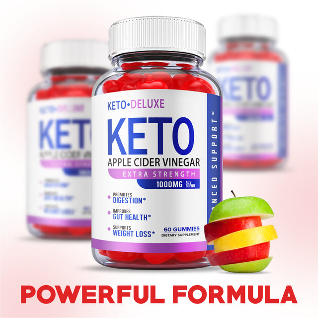 Keto ACV Deluxe Gummies - Official Formula, Vegan - Keto Deluxe Gummies, Keto Deluxe ACV Gummies, Keto Delux Gummy Apple Cider Vinegar Weight Shark Loss, Vitamin B12, Beet Root Juice (60 Gummies)