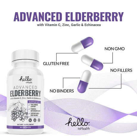 Complete Elderberry Capsules with Vitamin C and Zinc - Total Immune Support Complex - All-Day Immune System Booster for Men and Women - (120 Capsules)