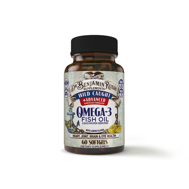 Wild Caught Fish Oil Omega 3 Premium Balanced Ratio DHA EPA Supplements Triple Strength 2500Mg with Lemon, Burpless Pills, Quality USA Made, Highest Purity Mercury Free, Best Size Non-Gmo Omega3