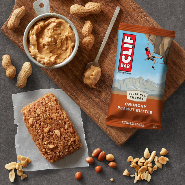 CLIF BAR - Crunchy Peanut Butter - Made with Organic Oats - Non-Gmo - Plant Based - Energy Bars - 2.4 Oz. (18 Pack)