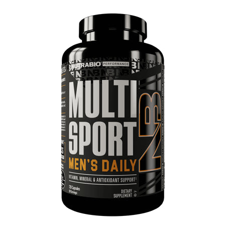 Multisport Men'S Daily Multivitamin-Mineral Supplement, Vitamin C, D, E, MK7, Zinc for Immune Support, 120 Vegetable Capsules, Nutrabio Labs