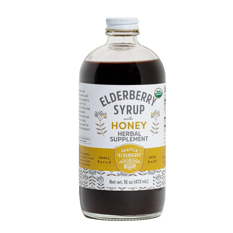 Seattle Elderberry Syrup with Raw Honey – Delicious, Gluten-Free Herbal Supplement with Potent Immune Benefits Made from Only Organic Ingredients in Small Batches in the USA - 16Oz