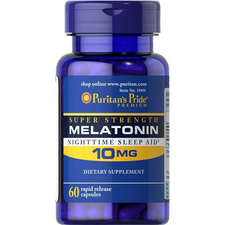 Puritan'S Pride Super Strength Melatonin 10Mg Rapid Release Capsules, 60-Count