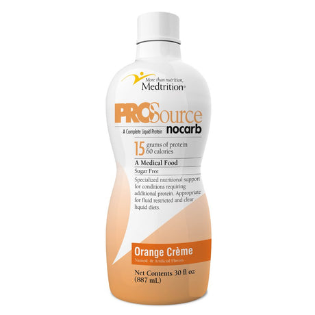 Liquid Collagen Peptides Type I, III 15 Grams Protein per Oz. |Prosource Nocarb Orange Crème Bottle Medtrition|