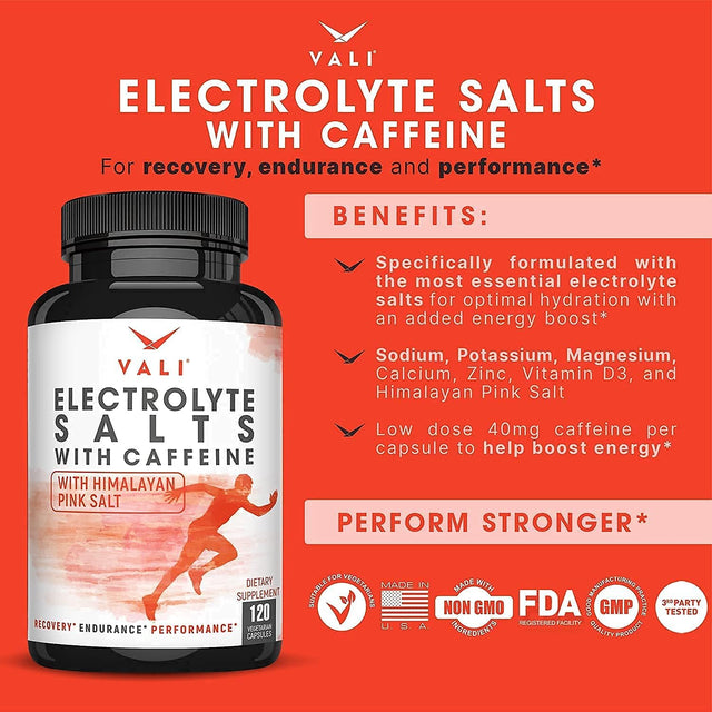 VALI Electrolyte Salts Electrolyte Salts with Caffeine Bundle - Rapid Oral Rehydration for Hydration Nutrition & Fluid Recovery, Original and Caffeinated Electrolyte Salts Bundle