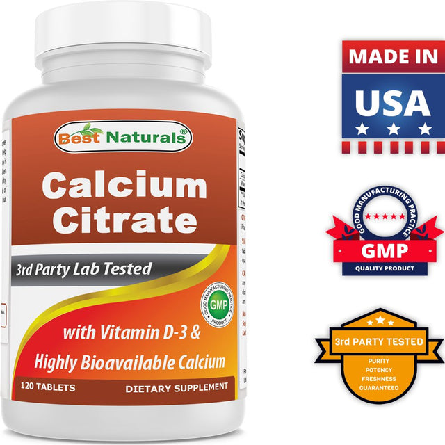 Best Naturals Calcium Citrate with Vitamin D-3 120 Tablets