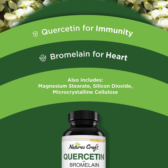 Immune Support Quercetin with Bromelain Supplement - Quercetin 500Mg & Bromelain 100Mg Antioxidant Supplement Joint Support Lung Health and Immunity - Advanced Quercetin Bromelain Supplement