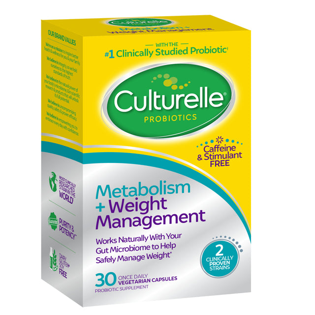 Culturelle Daily Metabolism and Weight Management Probiotic Capsules, Caffeine-Free, 30 Count