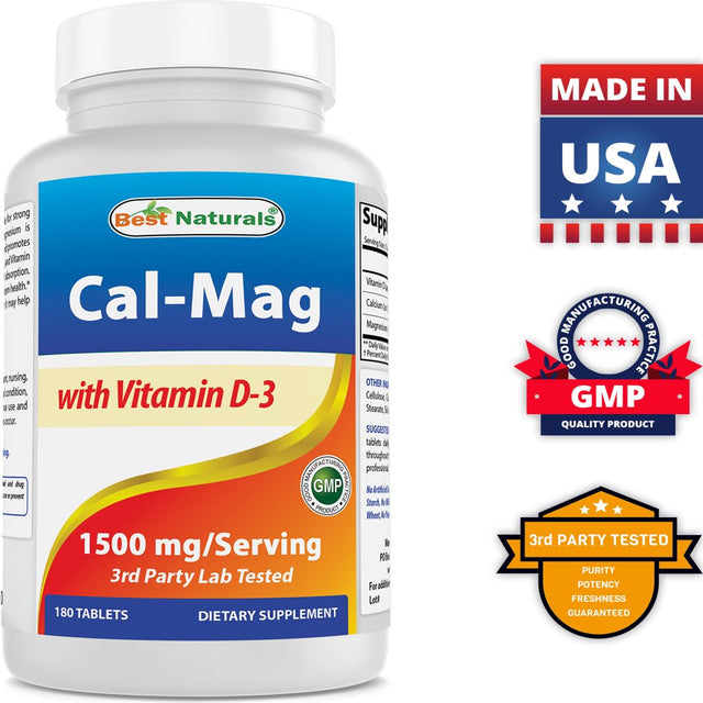 Best Naturals Calcium Magnesium with Vitamin D3 1500Mg 180 Tablets