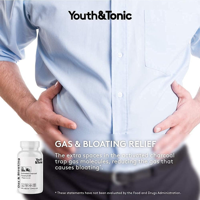 Youth & Tonic Water Weight Away Pills to Reduce Waistline and Relief Swelling Because of Fluid Retention & Activated Charcoal Pills for Gas Relief and Digestive Bloating