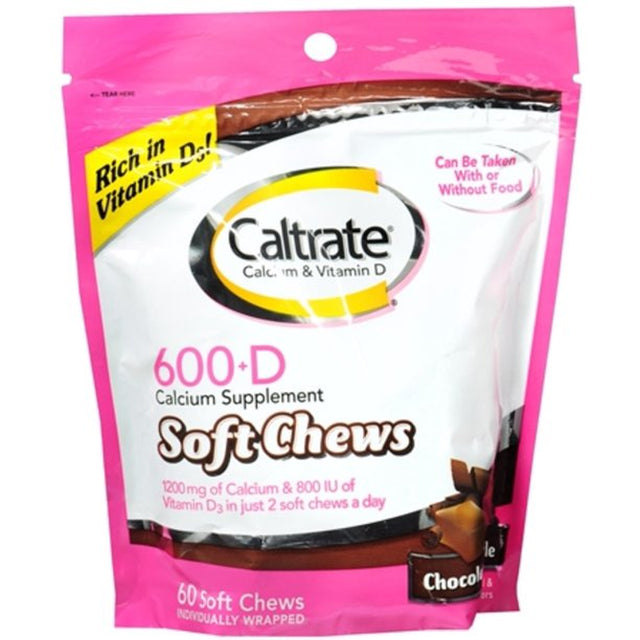 Caltrate Calcium - Vitamin D Soft Chews Chocolate Truffle 60 Each