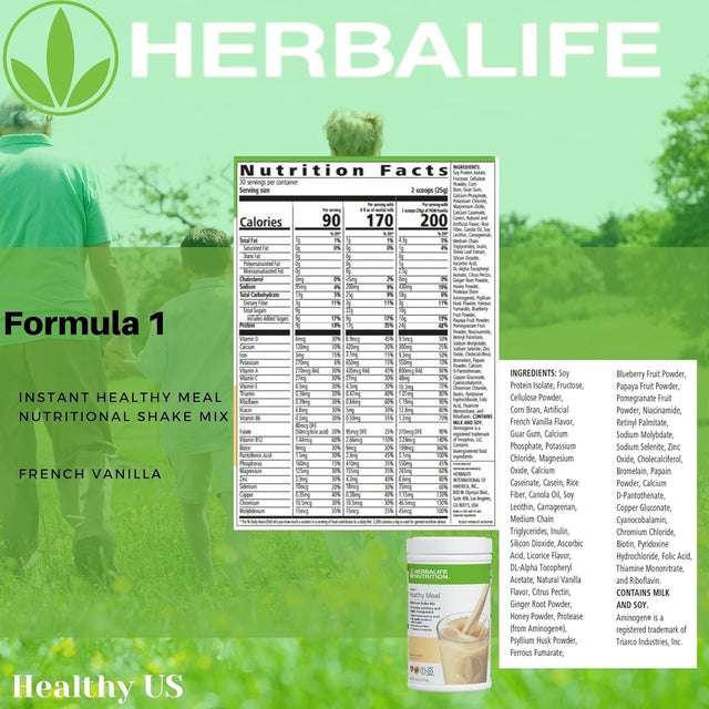 HERBALIFE (DUO) FORMULA 1 Healthy Meal Nutritional Shake Mix (French Vanilla) with PERSONALIZED PROTEIN POWDER