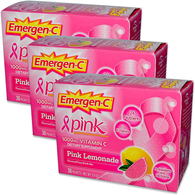 Emergen-C Vitamin C Packets Pink Lemonade 30 Each