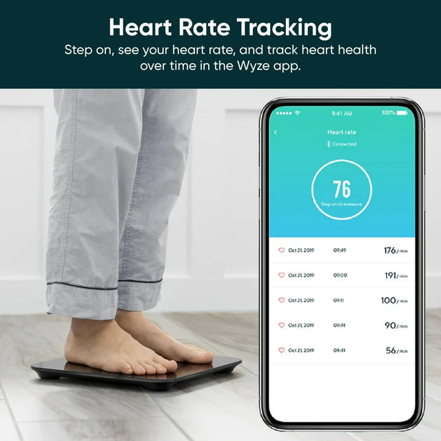 Wyze Smart Scale, Body Fat Digital Wifi Scale and Body Weight Composition BMI Smart Scale, Heart Rate Monitor Tracker, Wireless Body Fat Percentage Tracker, Analyze with Smartphone App, Black