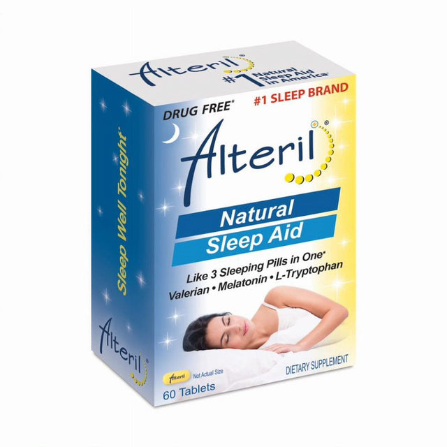 Alteril All Natural Sleep Aid Relaxing & Faster Asleep W/ L-Tryptophan, 60Ct