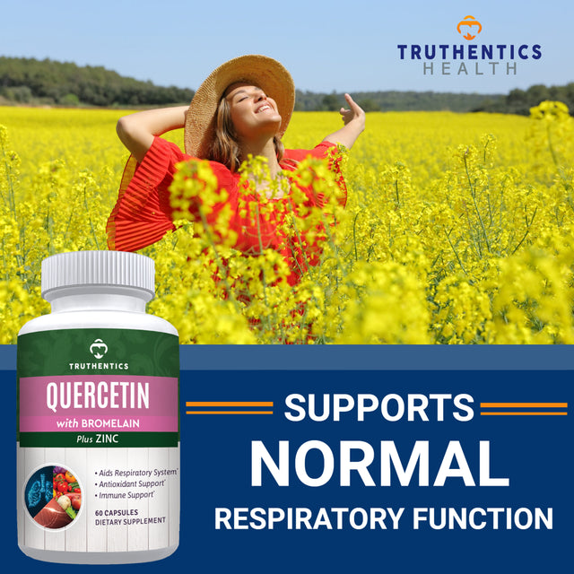 Truthentics Quercetin 800 Mg with Bromelain & Zinc plus Omega-3 Fish Oil Bundle - Immune & Respiratory Health - 60 Count Each