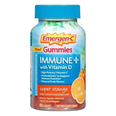 Emergen-C Immune plus with Vitamin D Gummies Super Orange, 45 Ea, 6 Pack