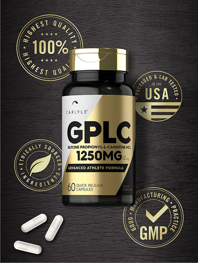 Carlyle GPLC Supplement 1250Mg | 60 Capsules | Glycine Propionyl-L-Carnitine | Advanced Athlete Formula | Non-Gmo, Gluten Free