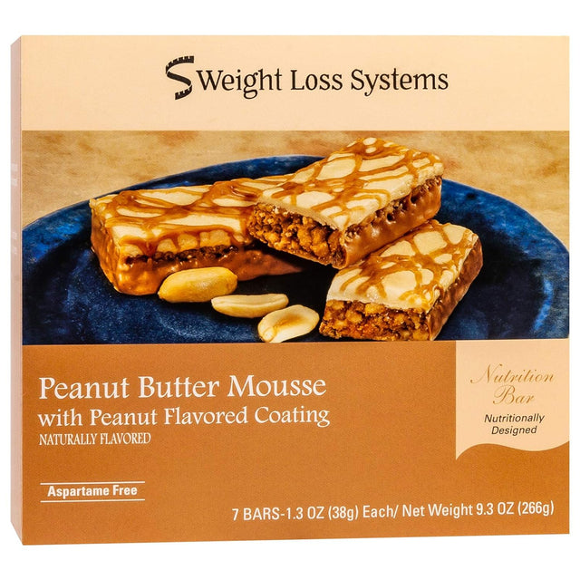 Weight Loss Systems Protein Bar - Peanut Butter Mousse (7/Box) - High Protein - Low Calorie - Low Fat - Gluten Free