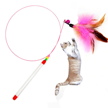 Black and Friday Deals Blueek Kitten Cat Teaser Interactive Toy Rod with Bell and Feather