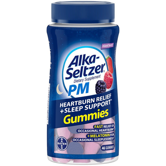 Alka-Seltzer PM Heartburn Relief and Sleep Support Gummies Mixed Berry, 46 Count