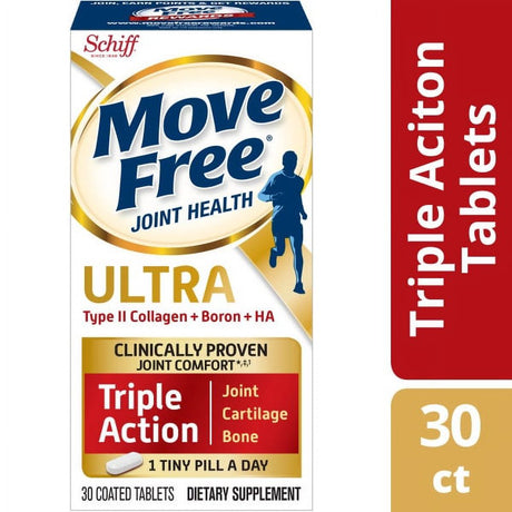 Move Free Ultra Triple Action Joint Supplement with Type II Collagen, Boron, and Hyaluronic Acid - 30 Tablets