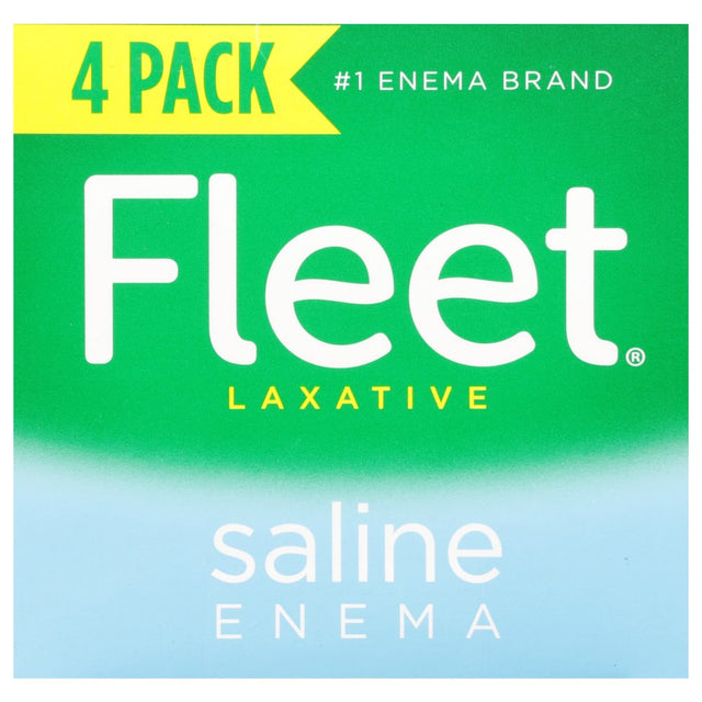 Fleet Laxative Saline Enema for Adult Constipation, 4.5 Fl Oz, 4 Bottles