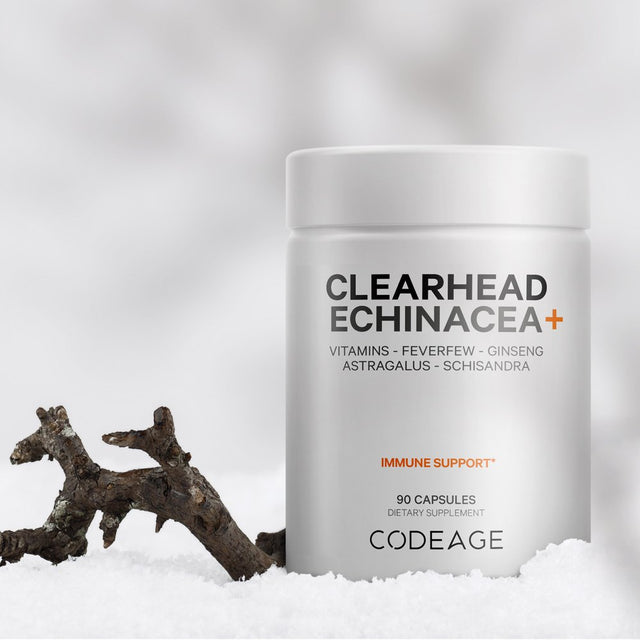 Codeage Clearhead, Echinacea, Zinc, Vitamins C & D, Garlic, All Seasons Vegan Cold Weather Supplement, 90 Ct