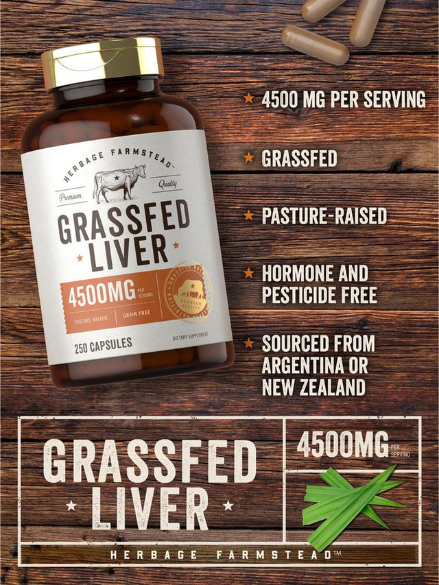 Grassfed Beef Liver | 4500Mg | 250 Capsules | by Herbage Farmstead