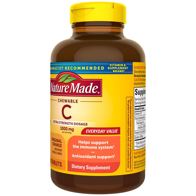 Nature Made Extra Strength Dosage Chewable Vitamin C 1000 Mg per Serving Tablets, 120 Count