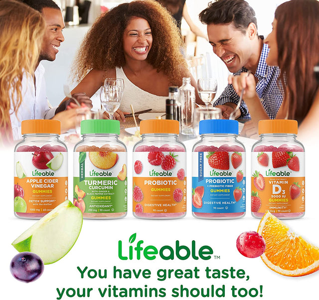 Lifeable Prebiotic Fiber Supplement Gummies 5G - Great Tasting Natural Flavored Gummy - Gluten Free, Vegetarian, Gmo-Free Chewable - 90 Gummies - 45 Doses