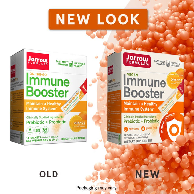 Jarrow Formulas On-The-Go Immune Booster, Orange, 14 Packets, 0.04 Oz (1 G) Each