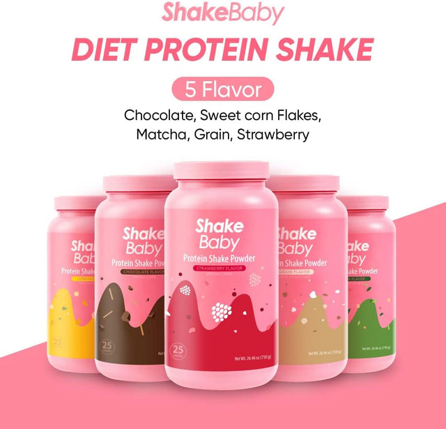 SHAKEBABY DIET PROTEIN SHAKE Strawberry FLAVOR - Protein Powder for Women Meal Replacement, BCAA Amino Acids, Low Calorie Meal, Digestive Support, Multi Nutrition 25 Servings (750G / 26.45Oz)