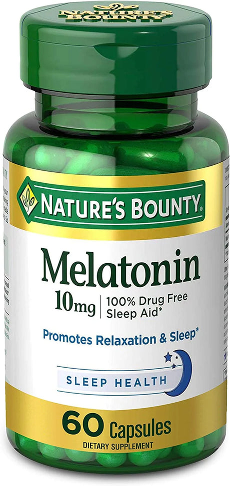 Natures Bounty Melatonin 10 Mg Capsules, Promotes Relaxation and Sleep Health, 60 Ea, 3 Pack