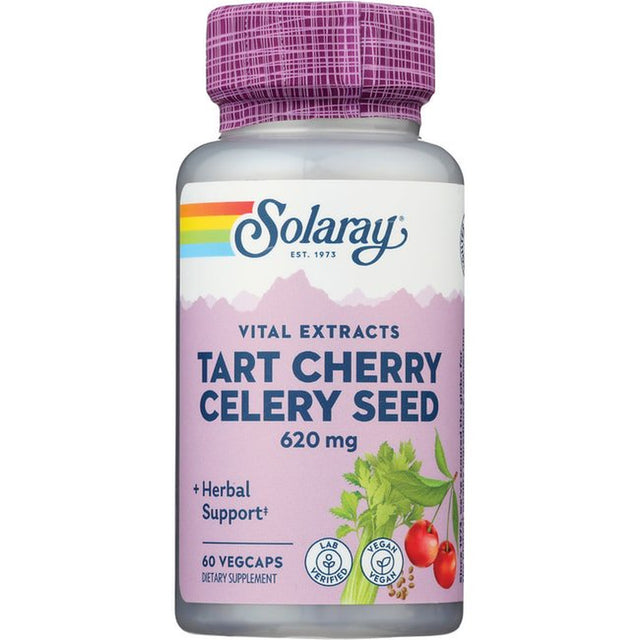 Solaray Tart Cherry & Celery Seed | Healthy Uric Acid Levels, Joint, Muscle Recovery & Sleep Support | 60 Vegcaps