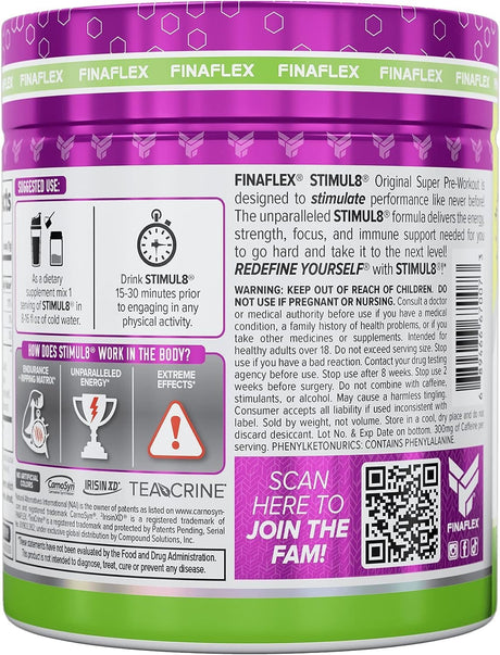 FINAFLEX STIMUL8 Original Super Pre-Workout, Tropical - Energy, Strength & Endurance for Men & Women - with Caffeine, Beta-Alanine & Vitamin C - 35 Servings